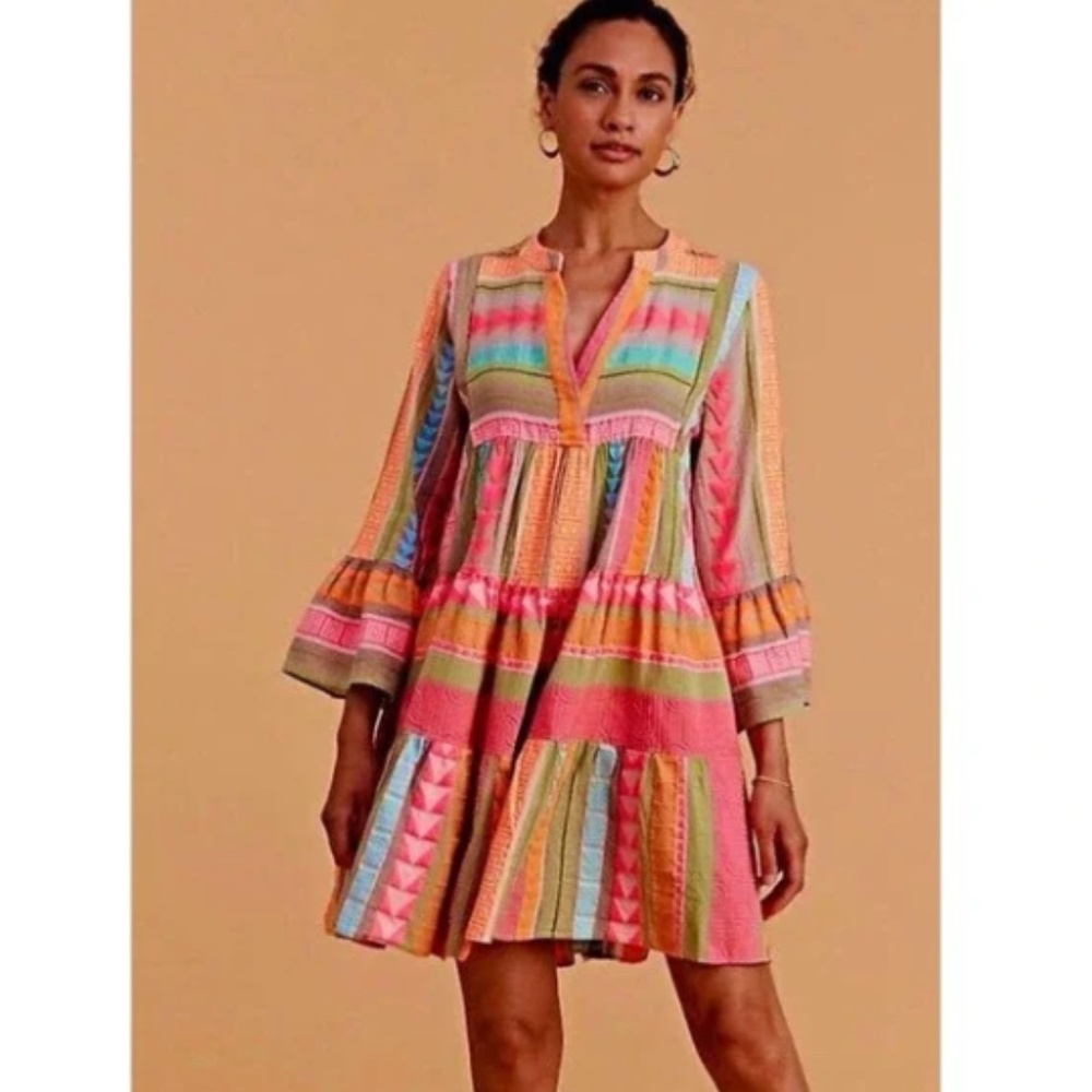Devotion Twins Embroidered Ella Tunic Dress Multi S NWOT